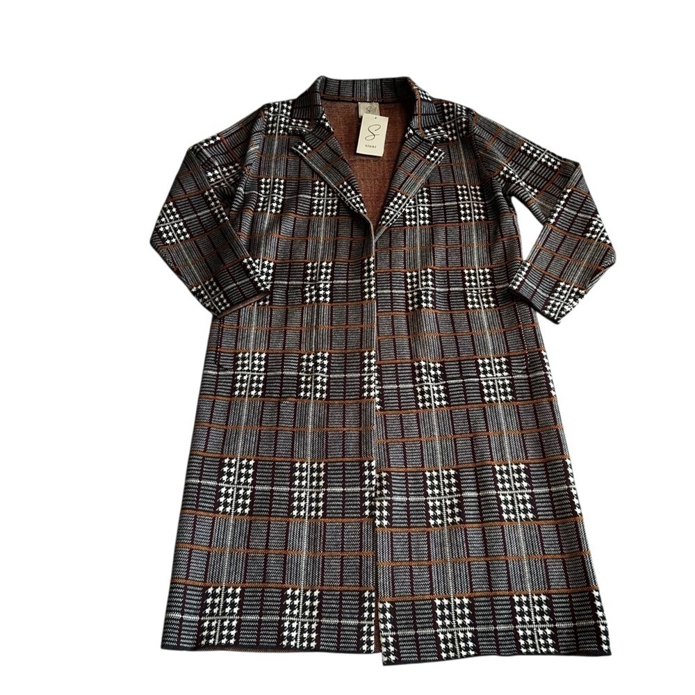 Sioni Plaid Thick Sweater- Black, White, Brown
